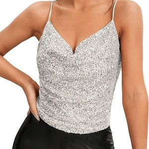 Cropped sequin tank